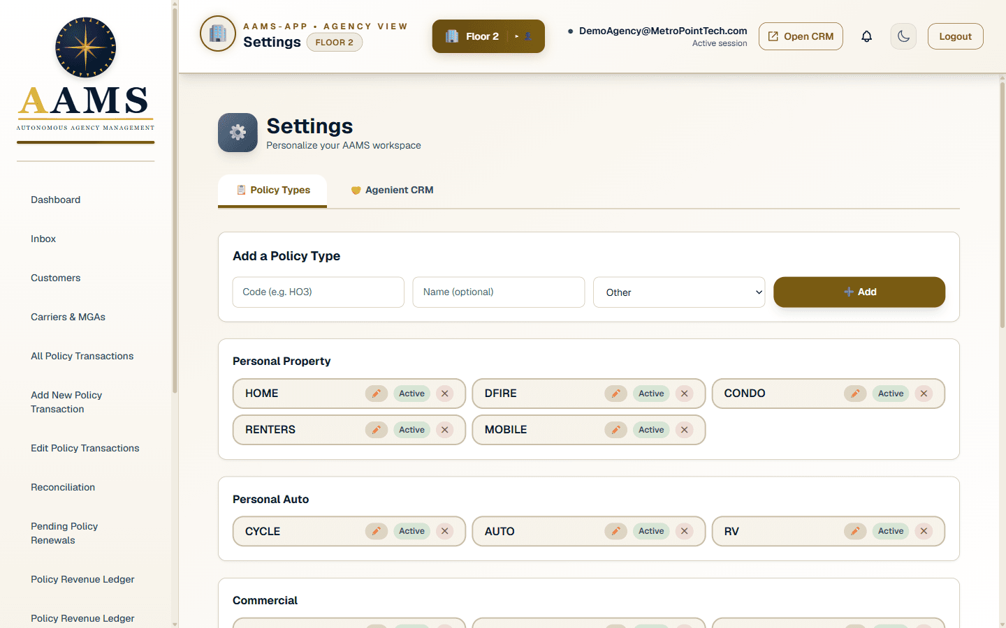 Admin panel